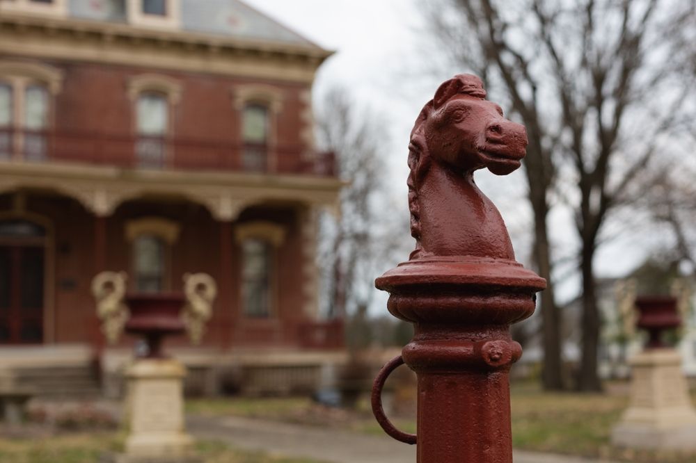 Horse sculpture on the grounds of Dr. Charles M. Wright House