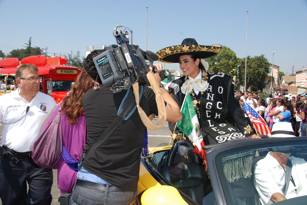 Person wearing a Mexican attire at East Los Angeles Mexican Independence Day Festival