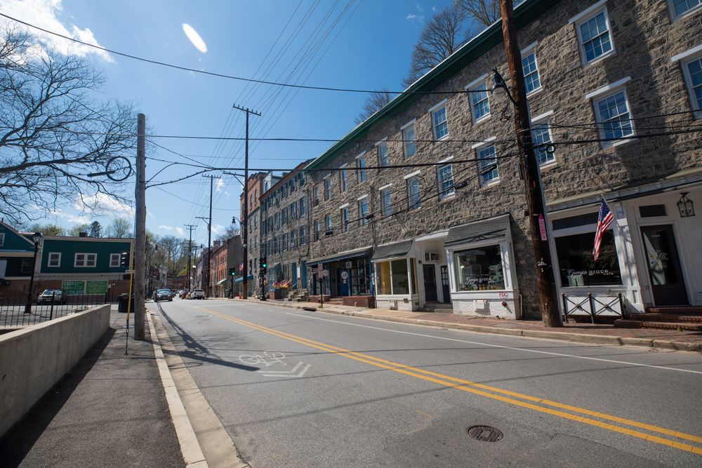 The street of Ellicott City Historic District