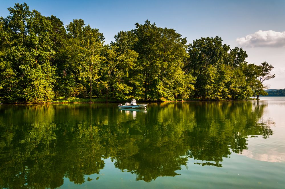A boat on Loch Raven Reservoir