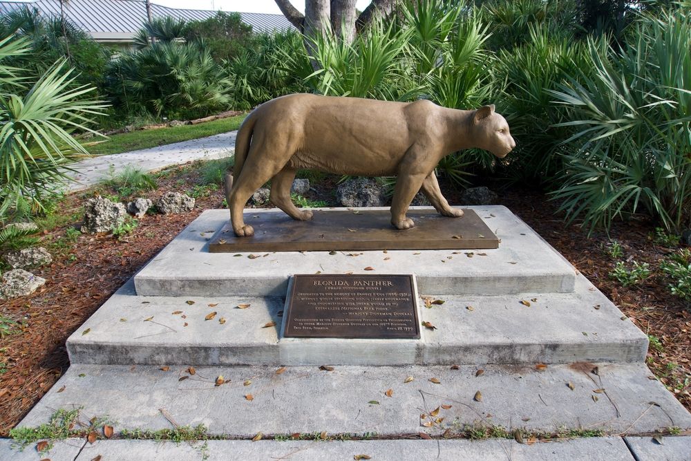 Florida panther statue on the grounds of Ernest F. Coe Visitor Center