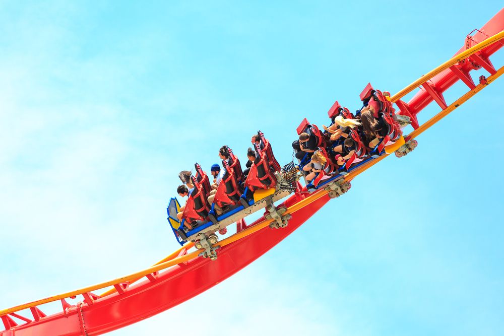 People riding a rollercoaster at Six Flags Discovery Kingdom
