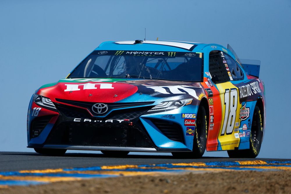 A colorful racecar along Sonoma Raceway