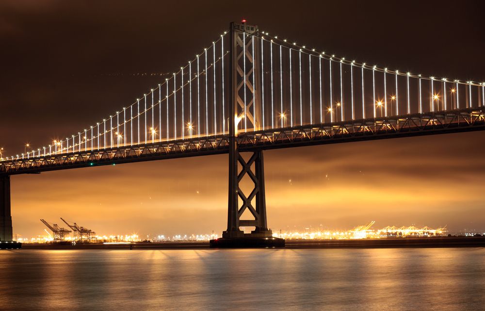 Night lights of San Francisco - Oakland Bay Bridge