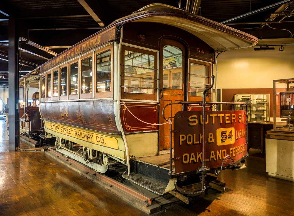 Cable car displayed in the San Francisco Cable Car Museum