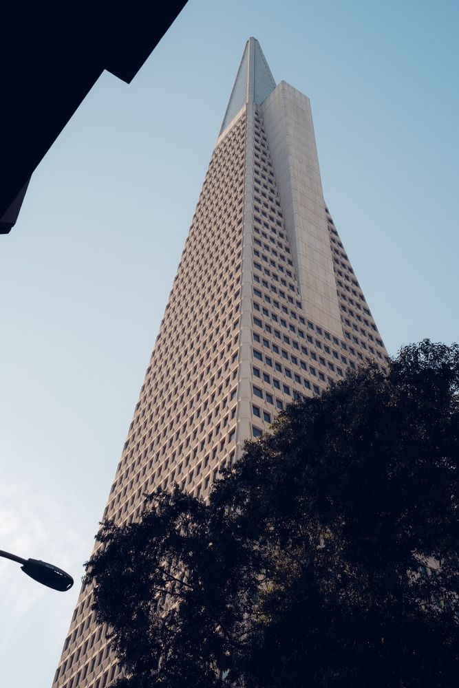 View from below the Transamerica Pyramid