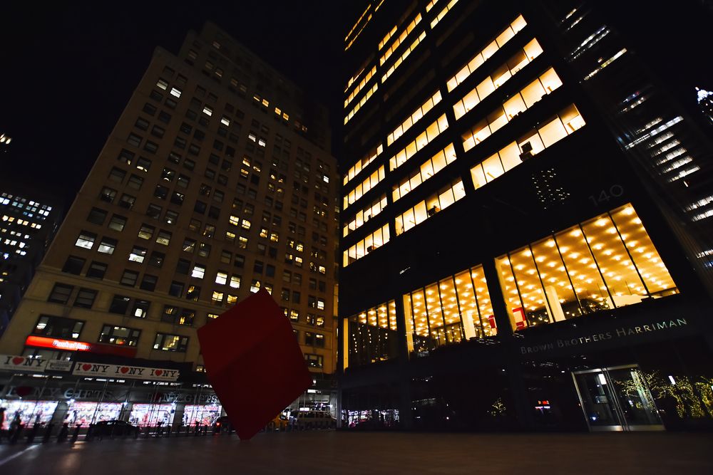 Night view of the Red Cube