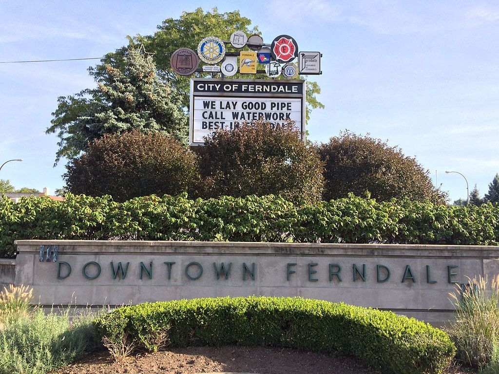 Welcome sign of Downtown Ferndale