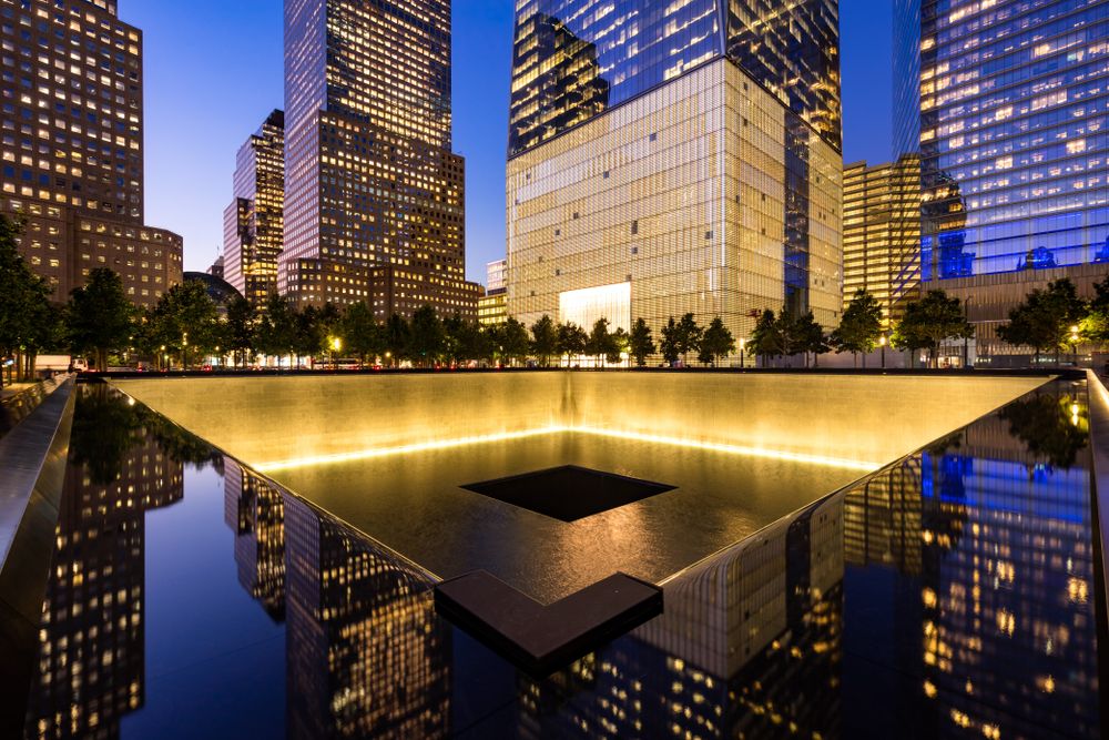 Night view of 9/11 Memorial Museum