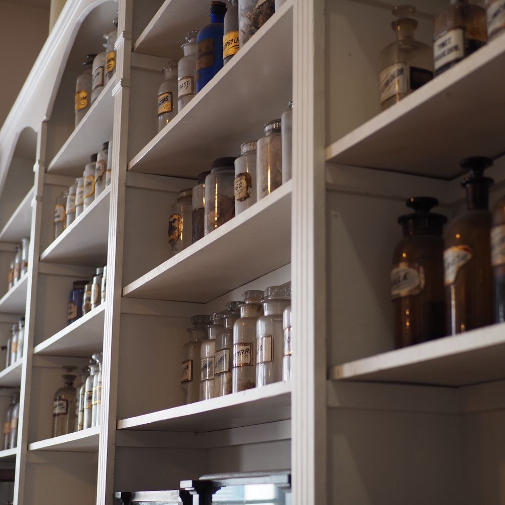 Medicine bottles in the New Orleans Pharmacy Museum