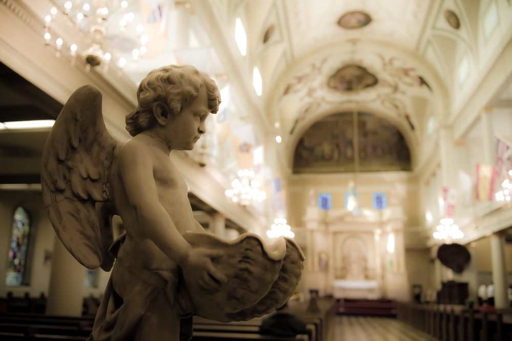 Cherub statue in St. Louis Cathedral