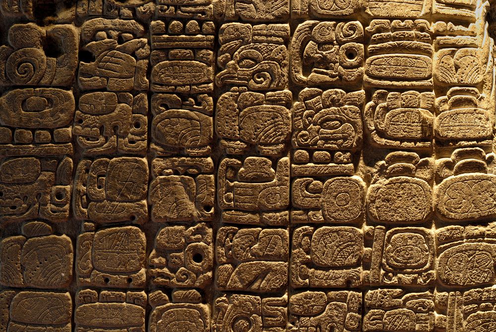 Mayan pictograph at the Ruins of Tikal