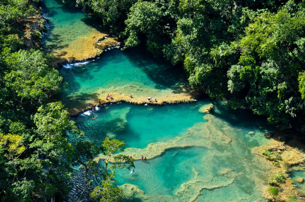 Aerial view of the beautiful Semuc Champey