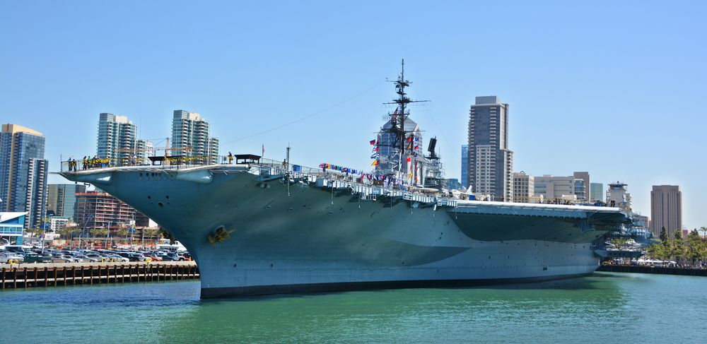 Side exterior of USS Midway Museum