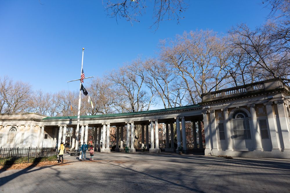 A shelter at Monsignor McGolrick Park