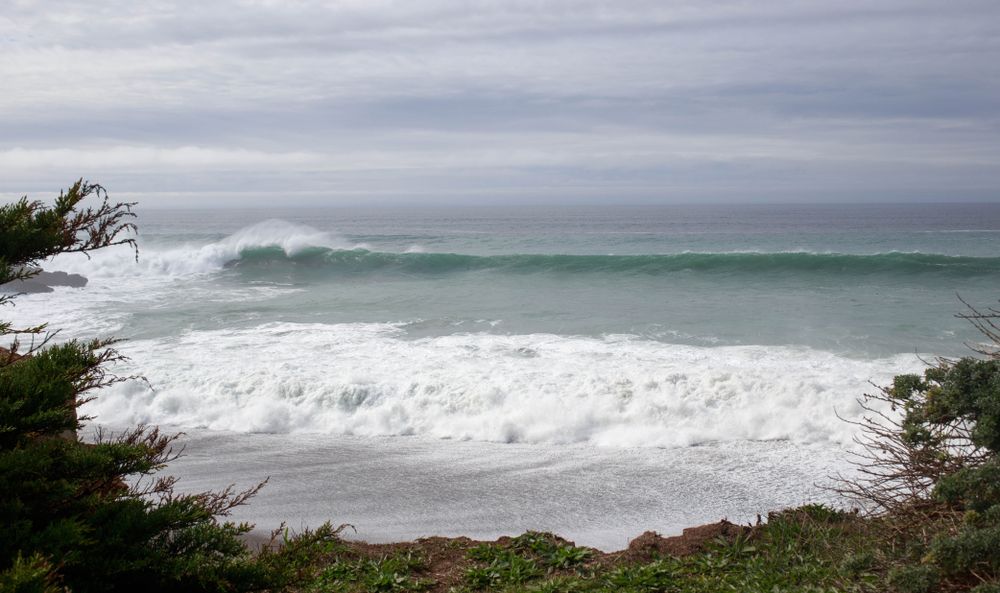View of the ocean waves from Gualala Point Regional Park