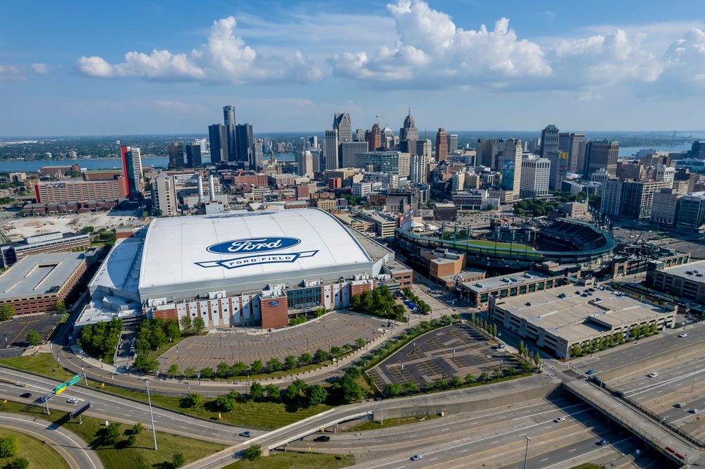 Aerial view of Ford Field