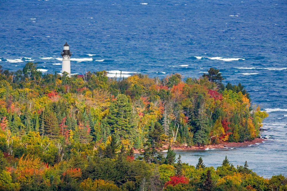 Aerial view of the Au Sable Light Station