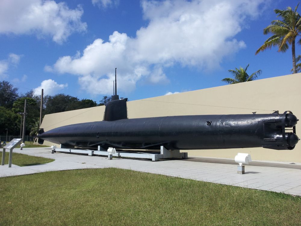 A submarine displayed on the grounds of Pacific War Museum