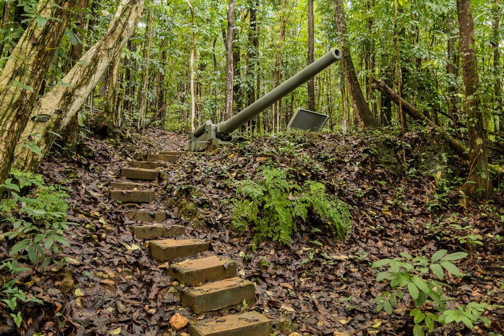 Stone steps leading to a Piti Gun