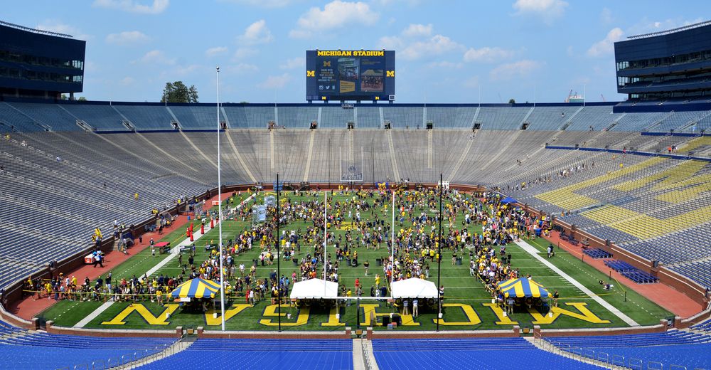 Wide view of Michigan Stadium's interior