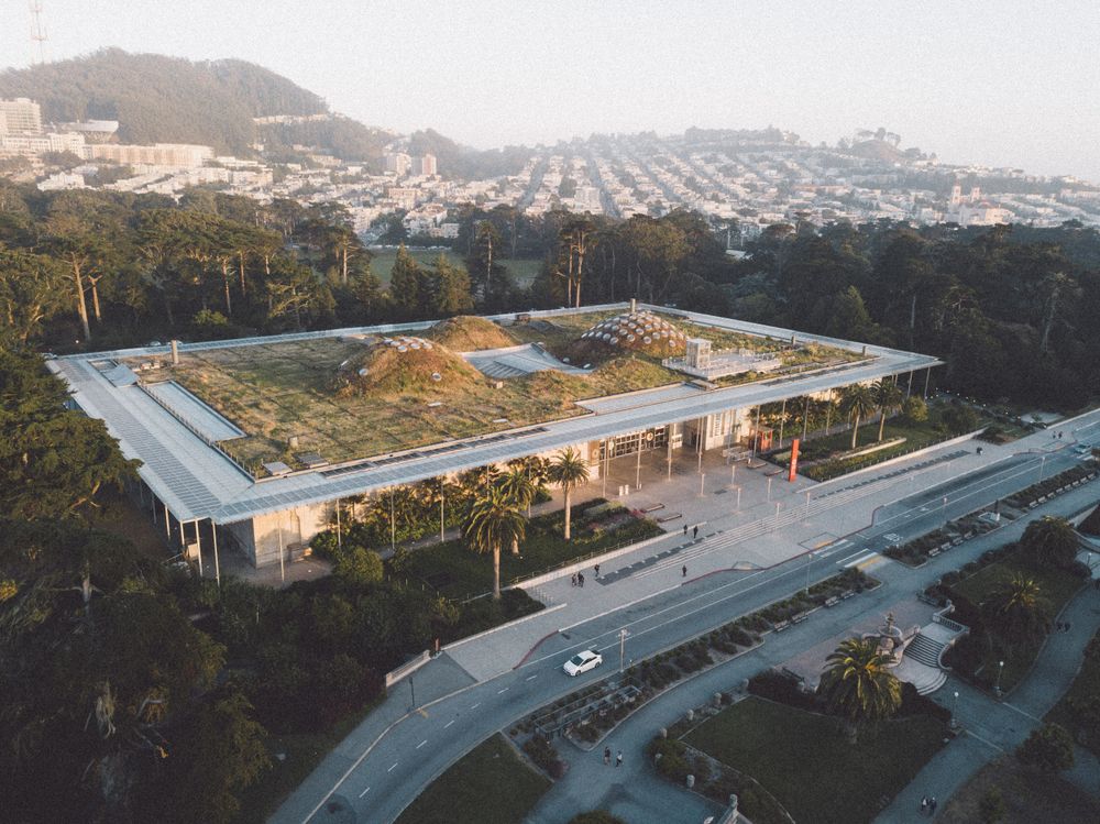 Aerial view of California Academy of Sciences
