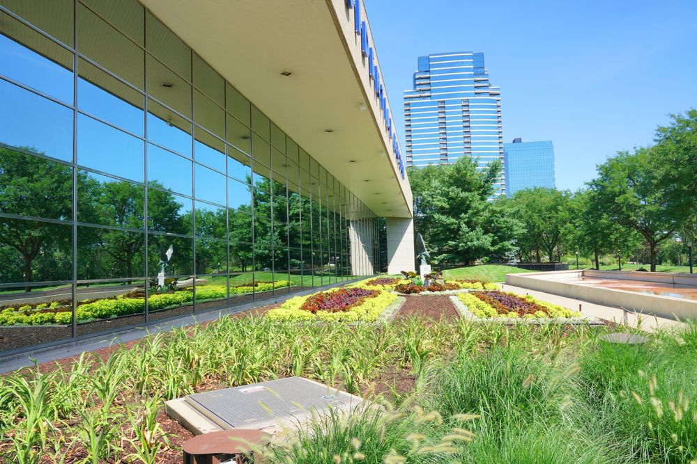 Flower bed in front of the Gerald R. Ford Presidential Library & Museum