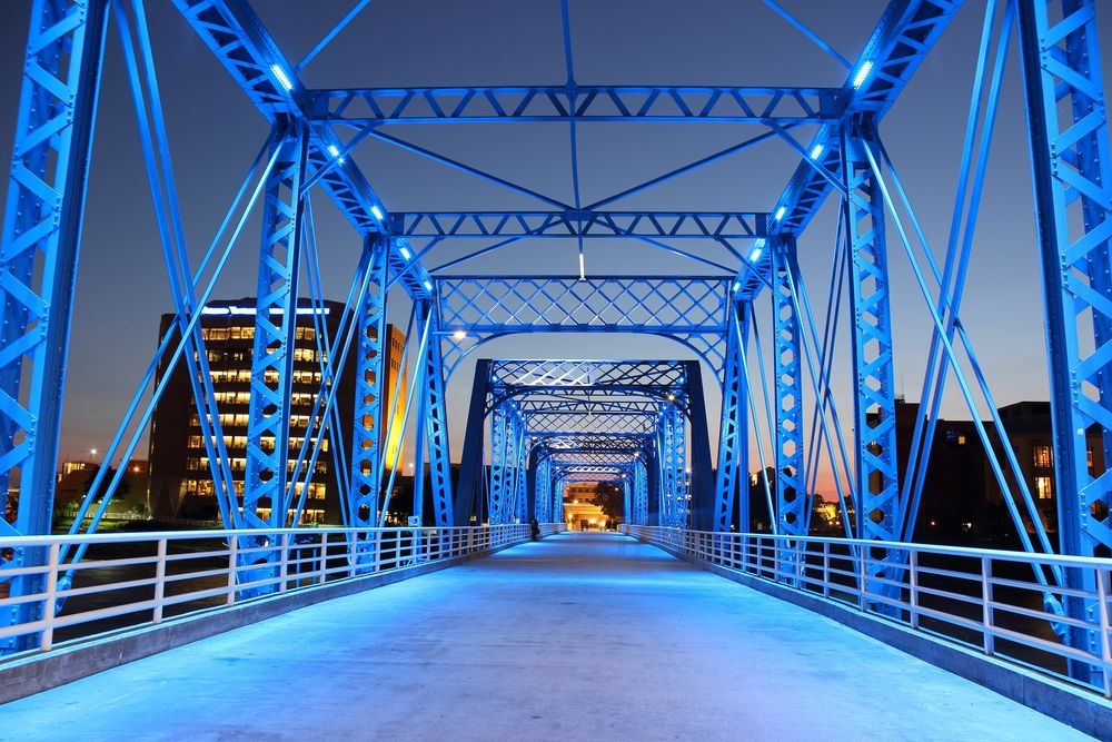 Night scene within The Blue Bridge