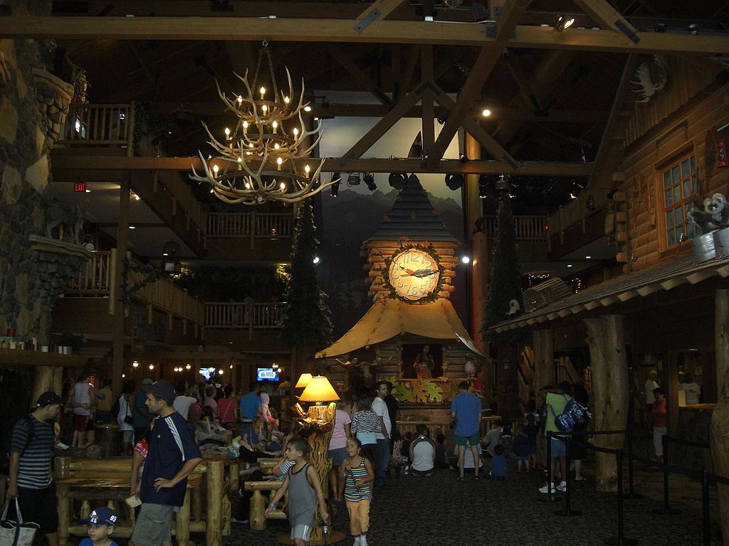 The lobby of Great Wolf Lodge