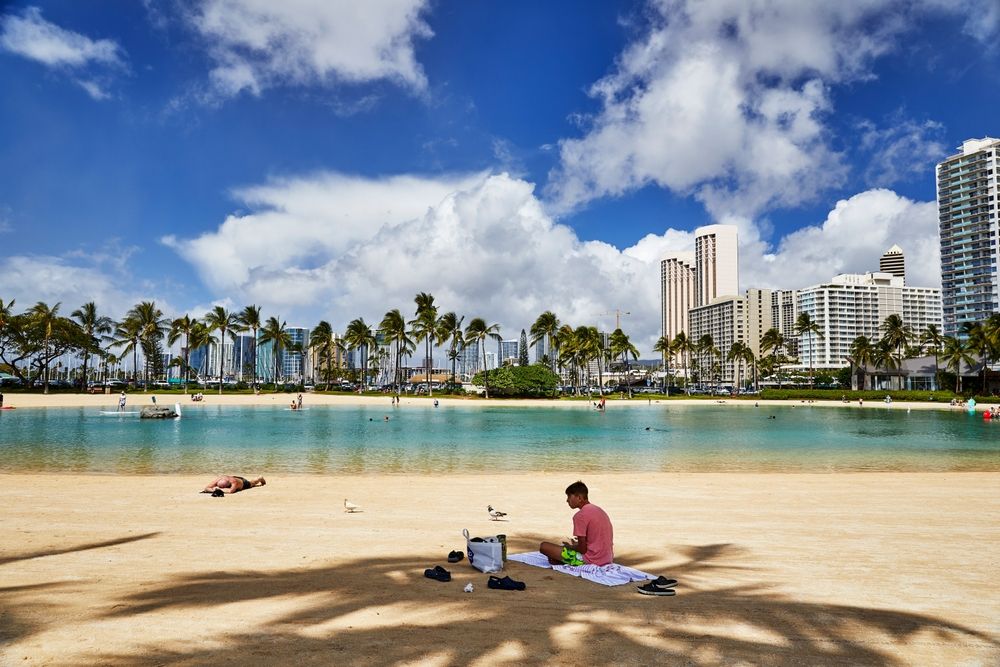 Sunny day at Waikiki beach