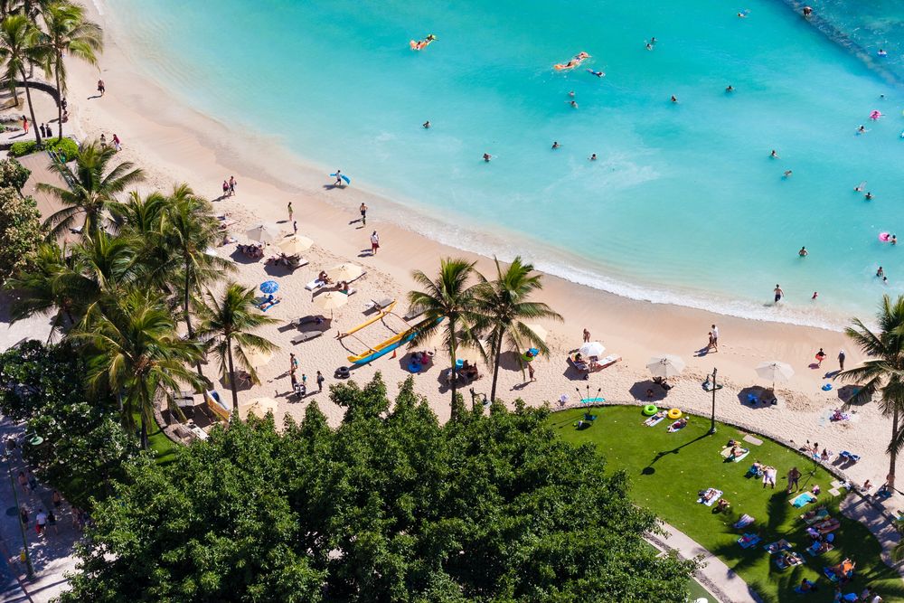 Aerial view of Waikiki beach