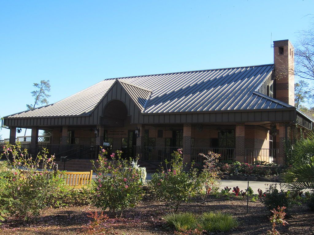 Main building of Mercer Arboretum and Botanical Gardens