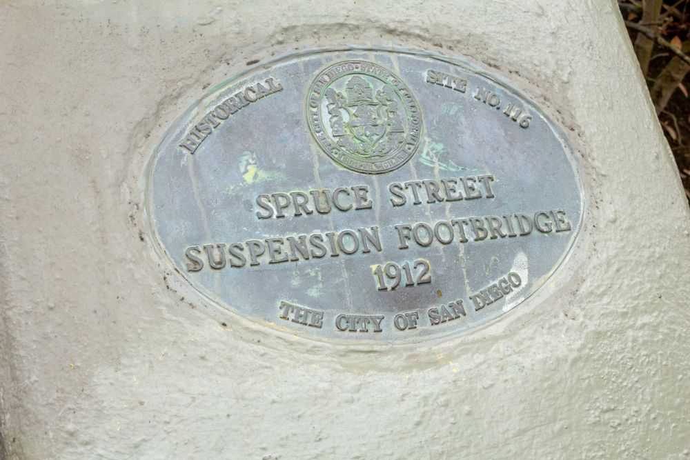 History marker of Spruce Street Suspension Bridge