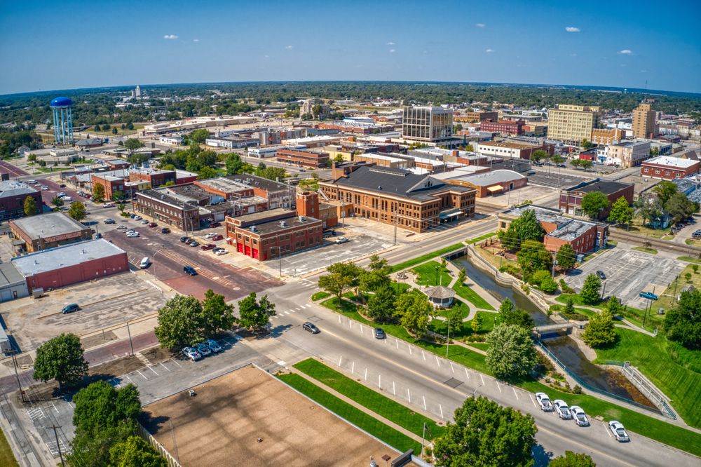Aerial view of Downtown Hutchinson
