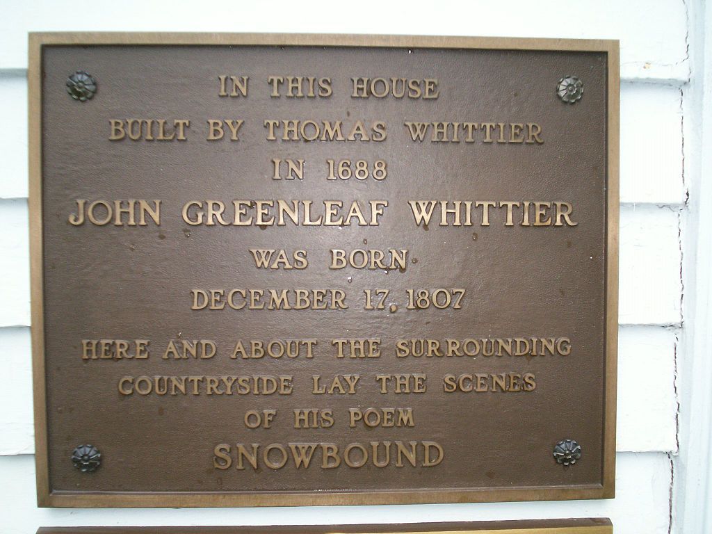 History plaque of the Whittier Birthplace