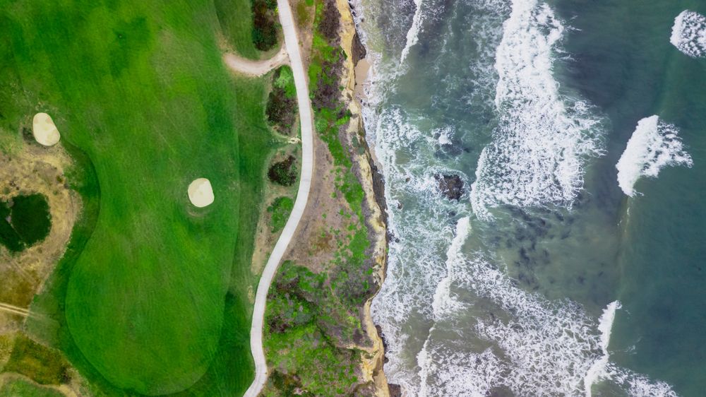 Aerial view of half moon bay's golf course