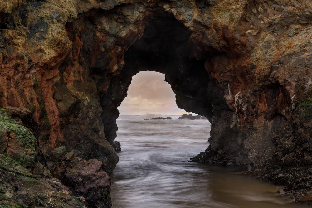 Arch rock formation at Pescadero State Beach