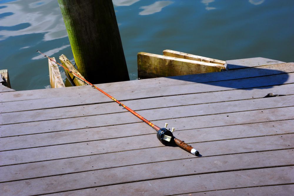 A fishing toll beside Lake Macatawa's pier