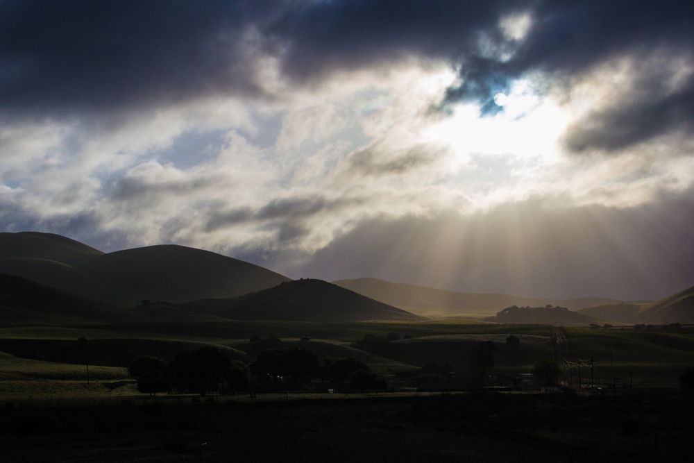 Beautiful sunlight illuminating Panoche Hills