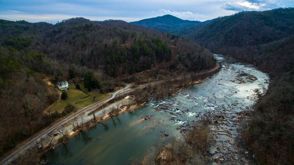 Aerial view of French Broad River