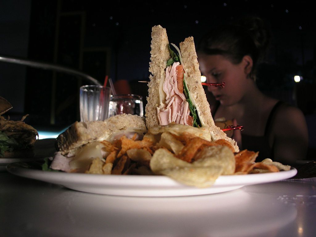 Club sandwich at Sci-Fi Dine-In Theater Restaurant