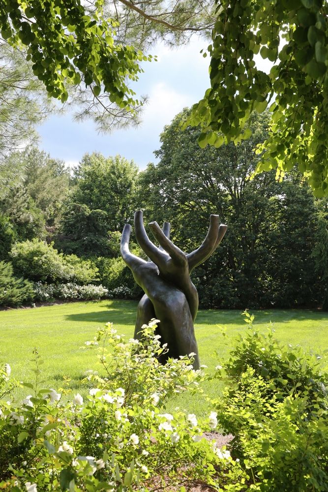 A sculpture of Grounds For Sculpture's garden
