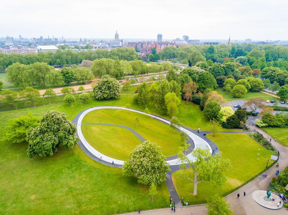Aerial view of Diana Memorial Fountain