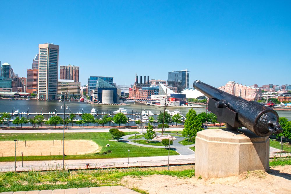 A canon on the grounds of Federal Hill Park