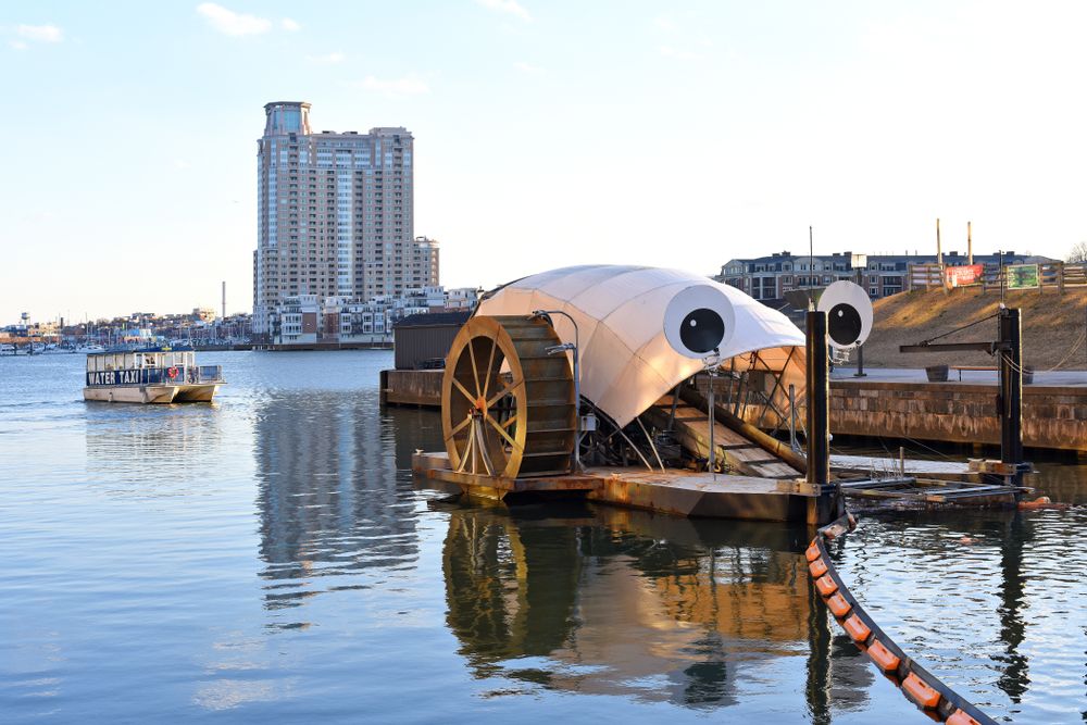 Daytime view of Mr. Trash Wheel
