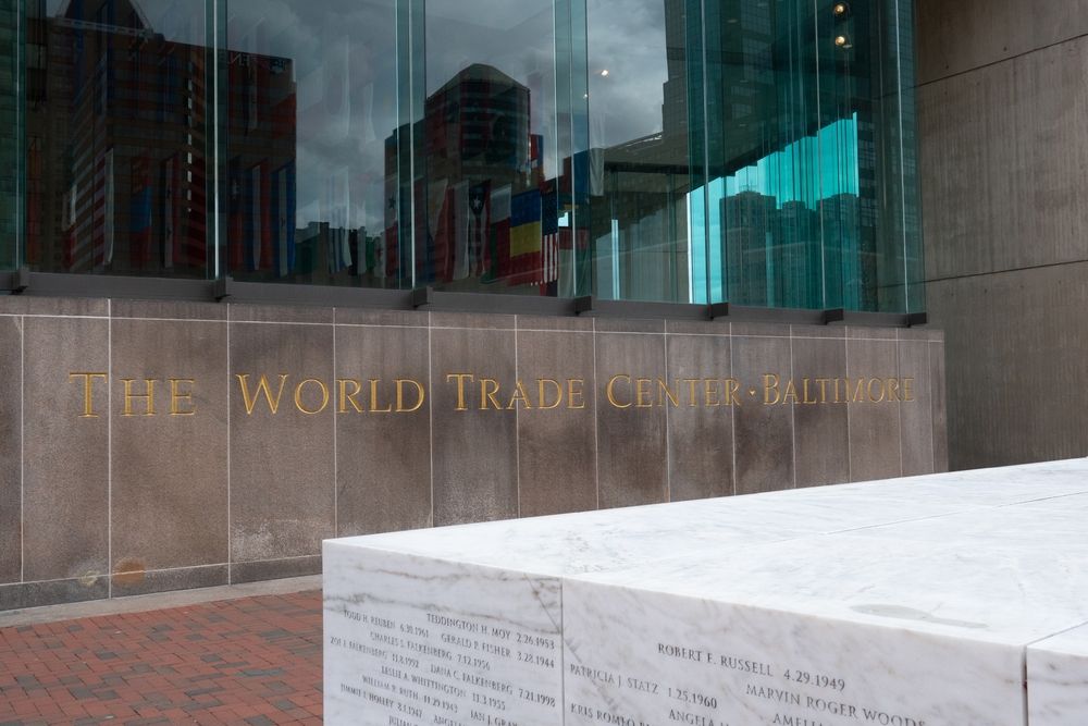 Building sign of the World Trade Center