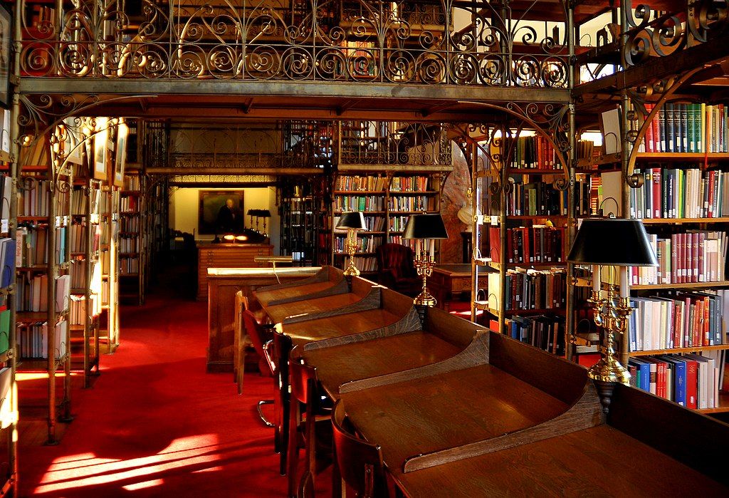 Wooden reading tables in A. D. White Library
