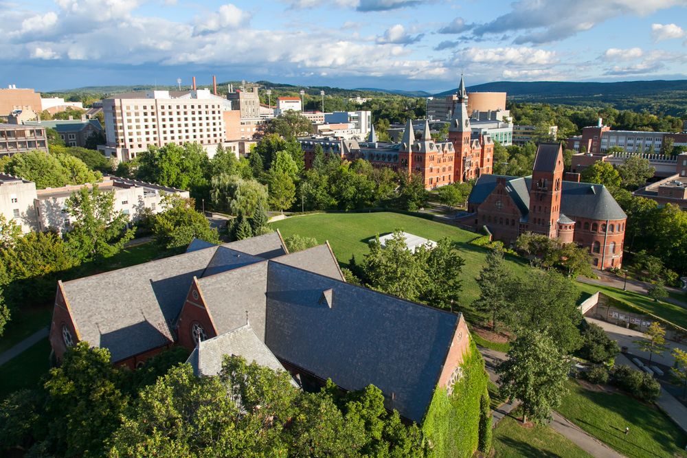 Aerial view of Cornell University buildings