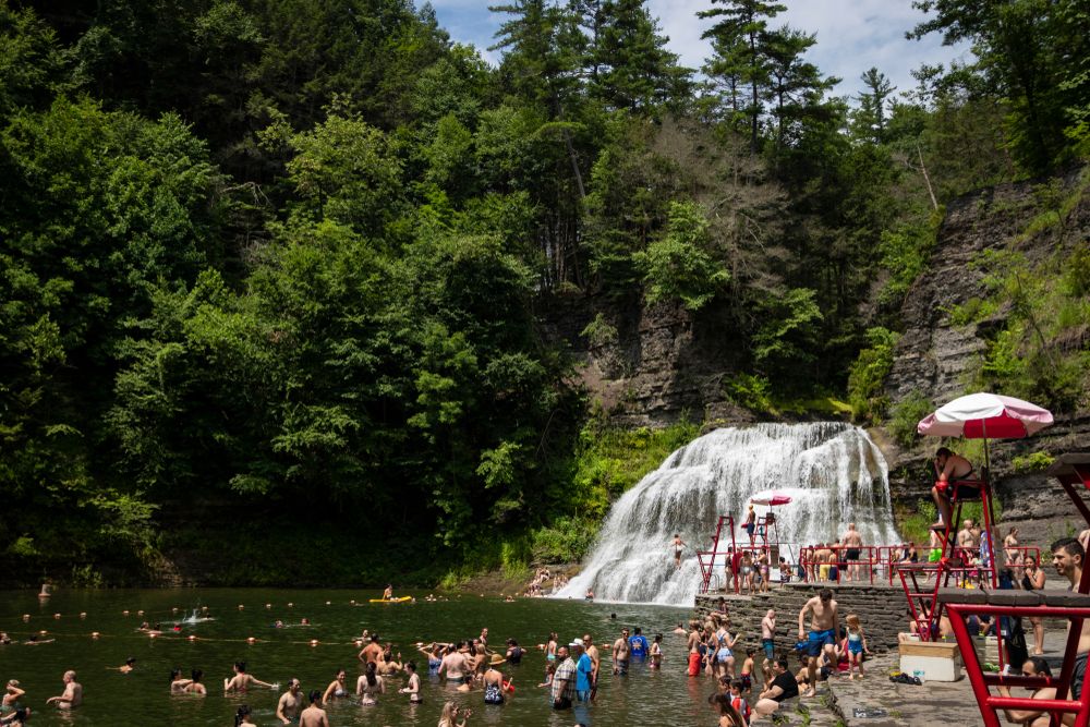 People swimming at Robert H. Treman State Park