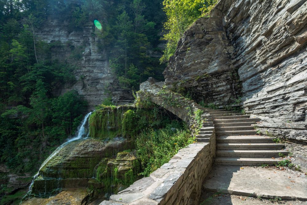Trail steps at Robert H. Treman State Park